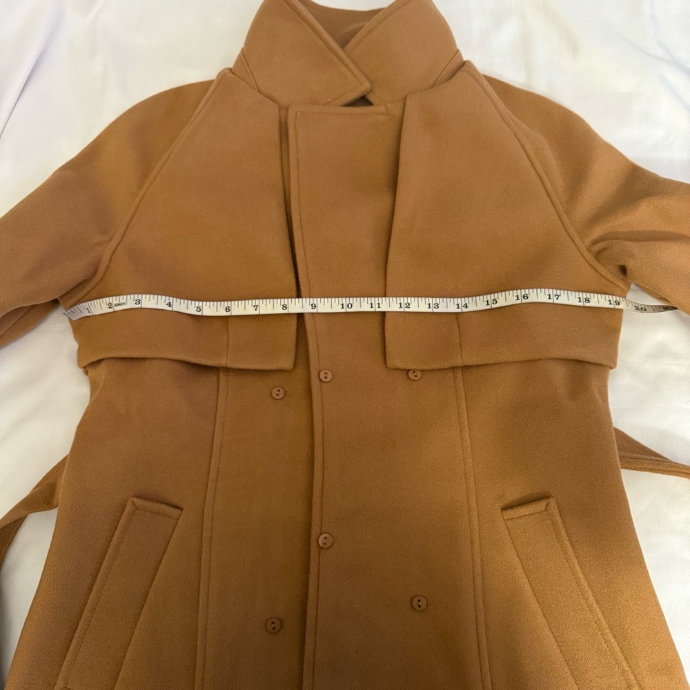 Khaki removable faux fur belted wrap pea coat - Picture 12 of 14